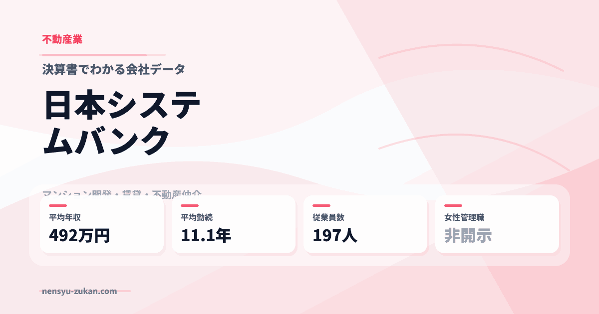 日本システムバンクの年収・働き方データ
