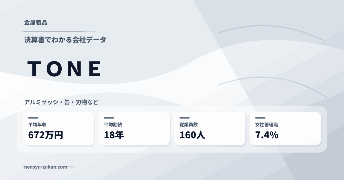 ＴＯＮＥの年収・働き方データ