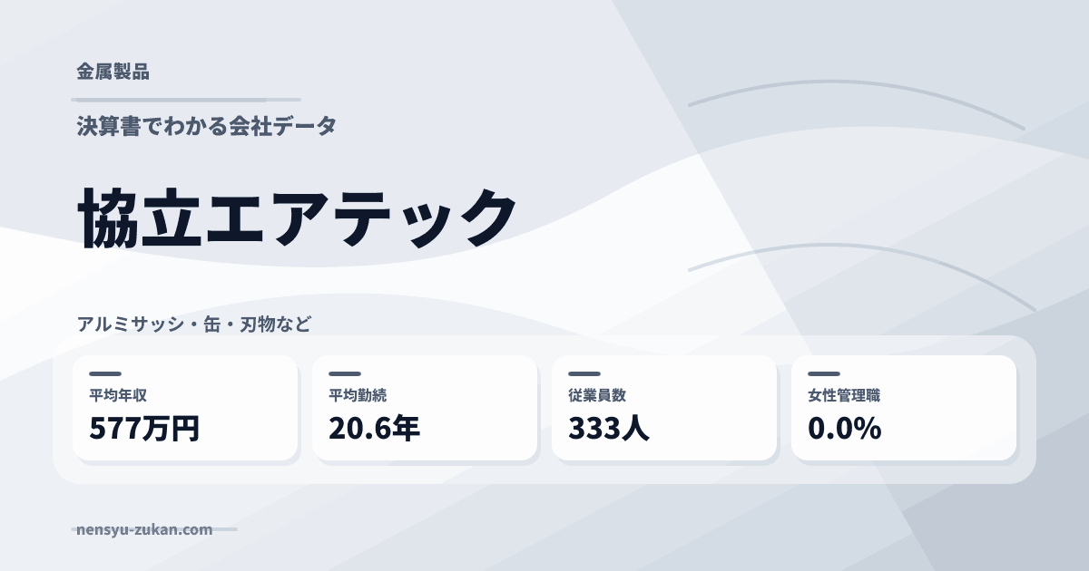 協立エアテックの年収・働き方データ