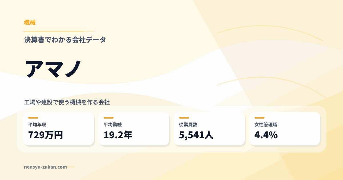 アマノの年収・働き方データ