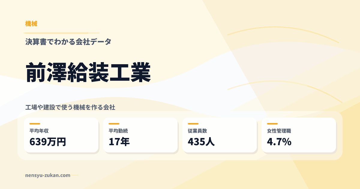 前澤給装工業の年収・働き方データ