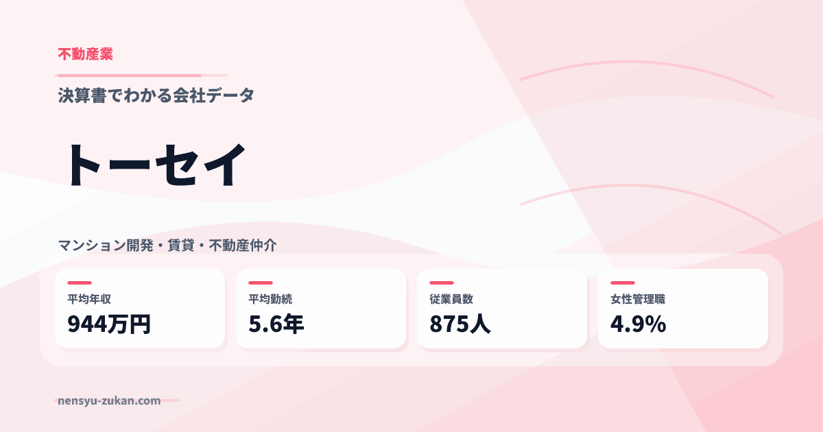 トーセイの年収・働き方データ
