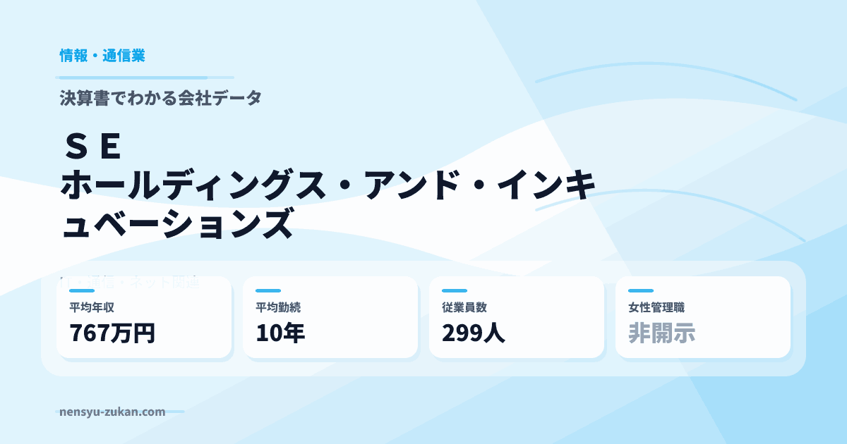 ＳＥホールディングス・アンド・インキュベーションズの年収・働き方データ