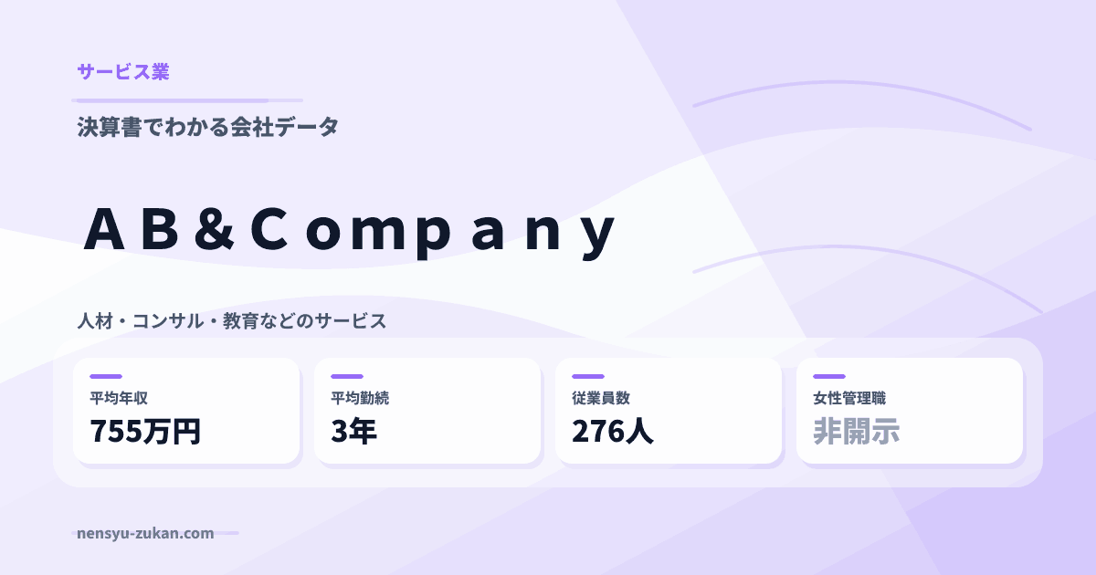ＡＢ＆Ｃｏｍｐａｎｙの年収・働き方データ