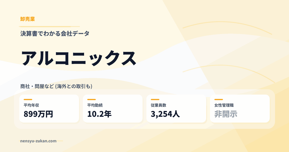 アルコニックスの年収・働き方データ