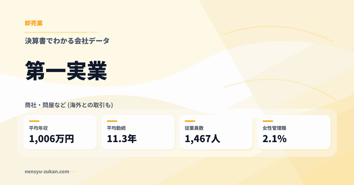 第一実業の年収・働き方データ