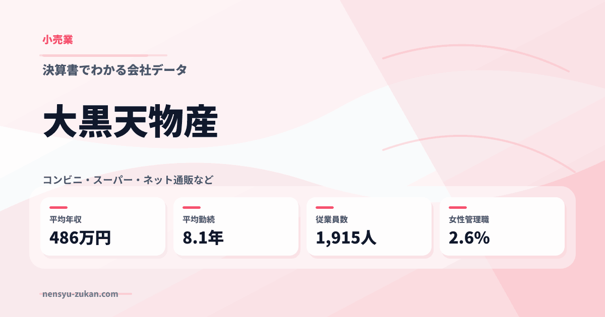大黒天物産の年収・働き方データ