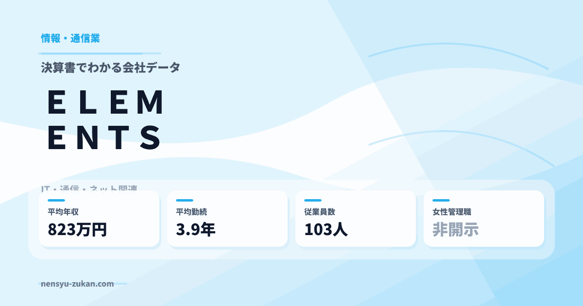 ＥＬＥＭＥＮＴＳの年収・働き方データ