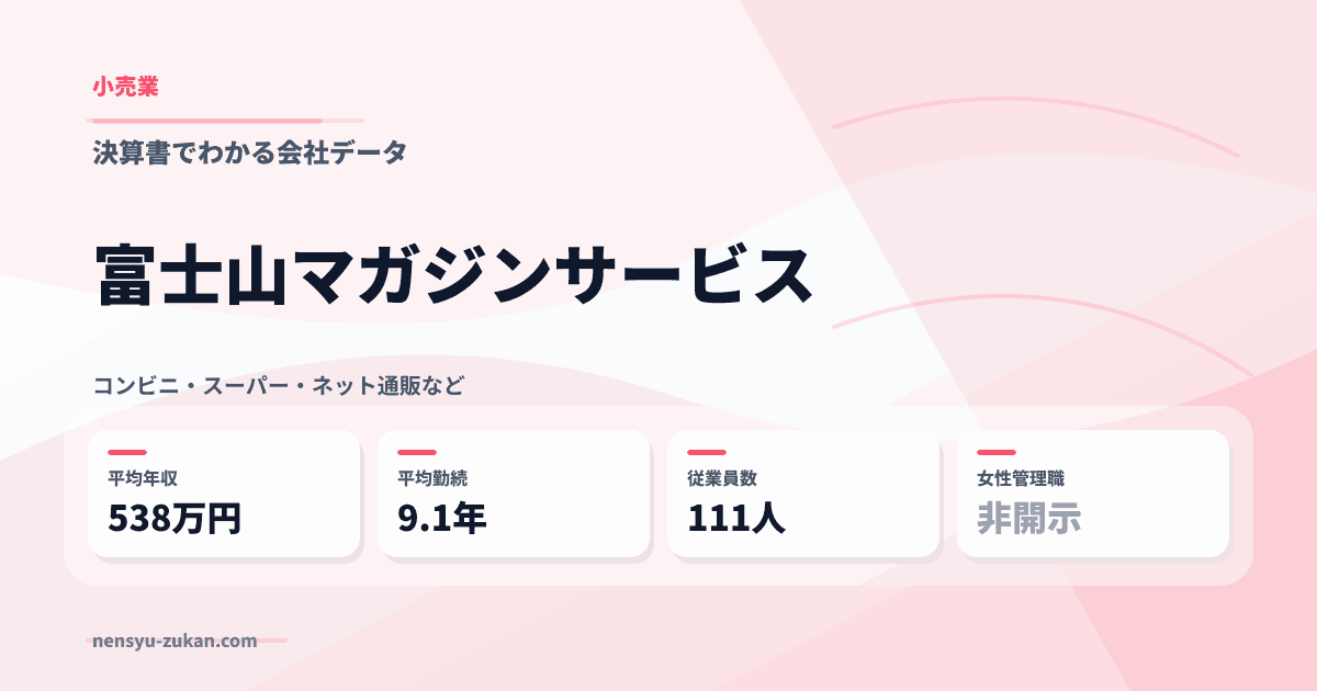 富士山マガジンサービスの年収・働き方データ