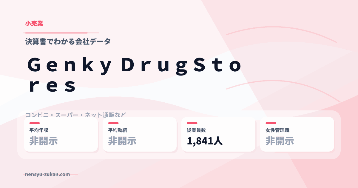 Ｇｅｎｋｙ　ＤｒｕｇＳｔｏｒｅｓの年収・働き方データ