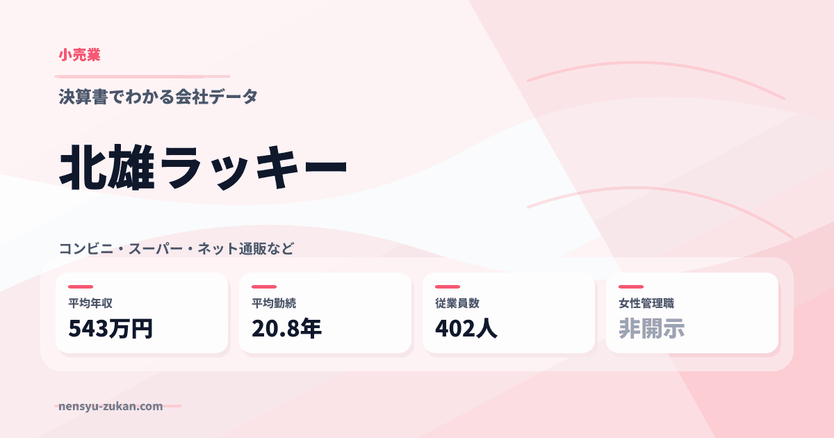 北雄ラッキーの年収・働き方データ