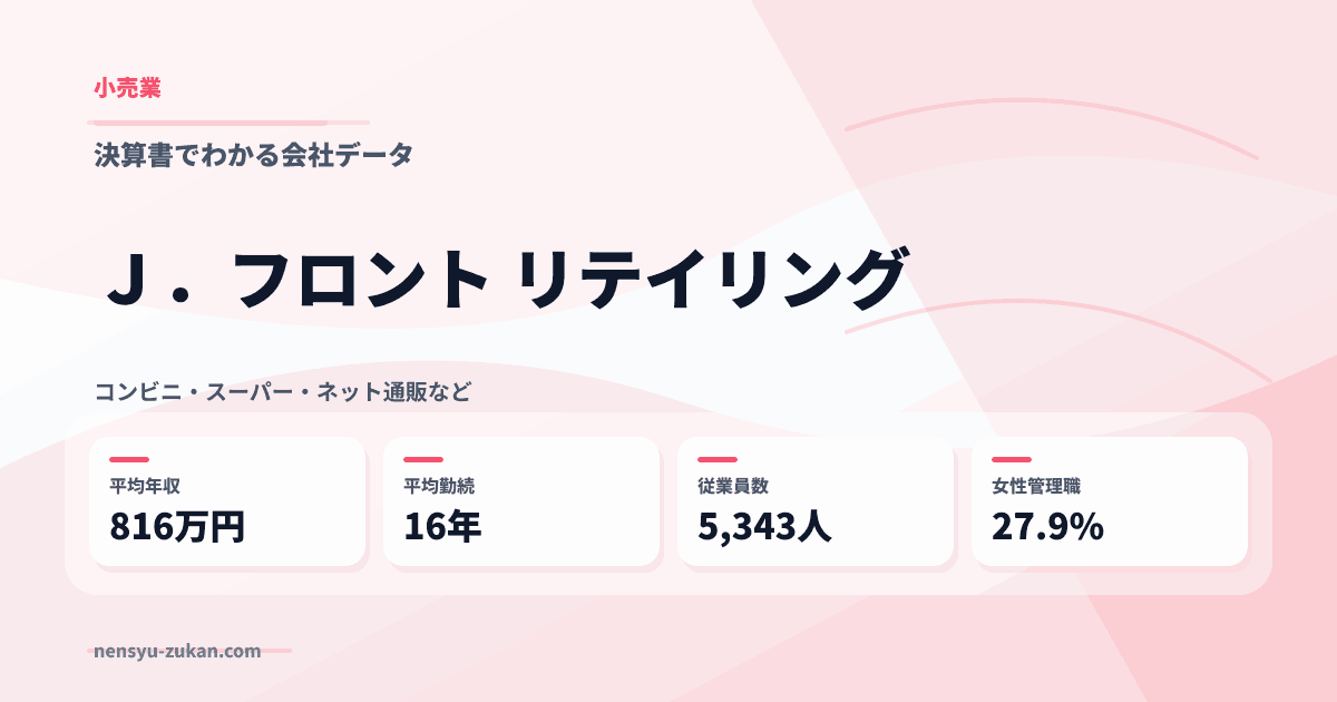 Ｊ．フロント　リテイリングの年収・働き方データ