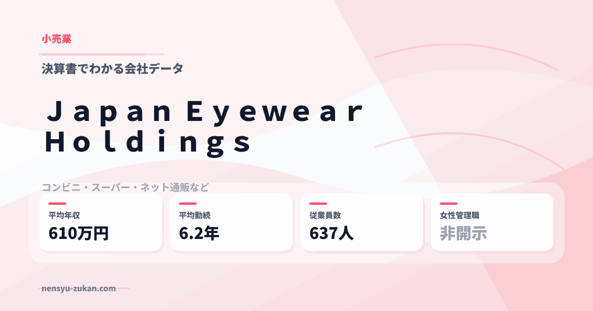 Ｊａｐａｎ　Ｅｙｅｗｅａｒ　Ｈｏｌｄｉｎｇｓの年収・働き方データ