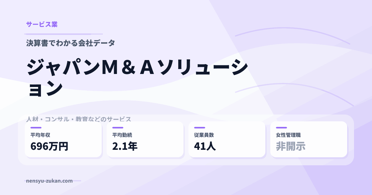 ジャパンＭ＆Ａソリューションの年収・働き方データ