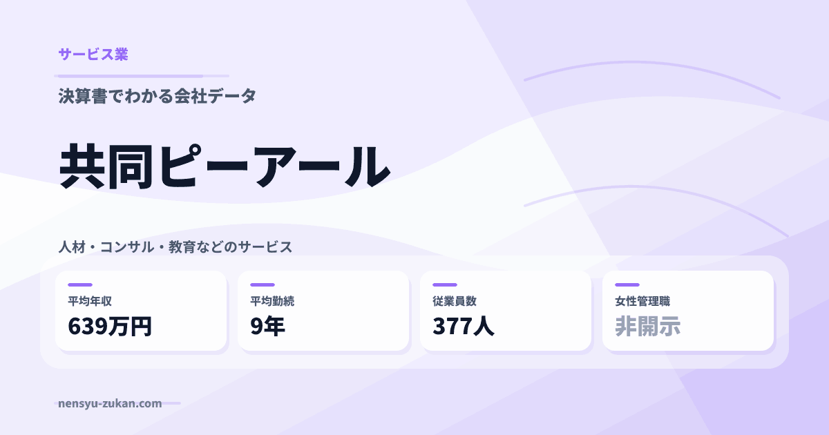 共同ピーアールの年収・働き方データ