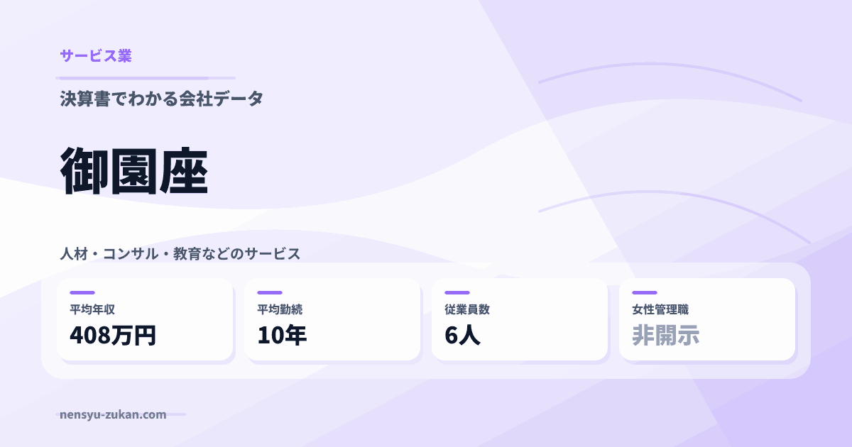 御園座の年収・働き方データ