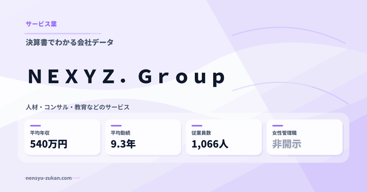 ＮＥＸＹＺ．Ｇｒｏｕｐの年収・働き方データ