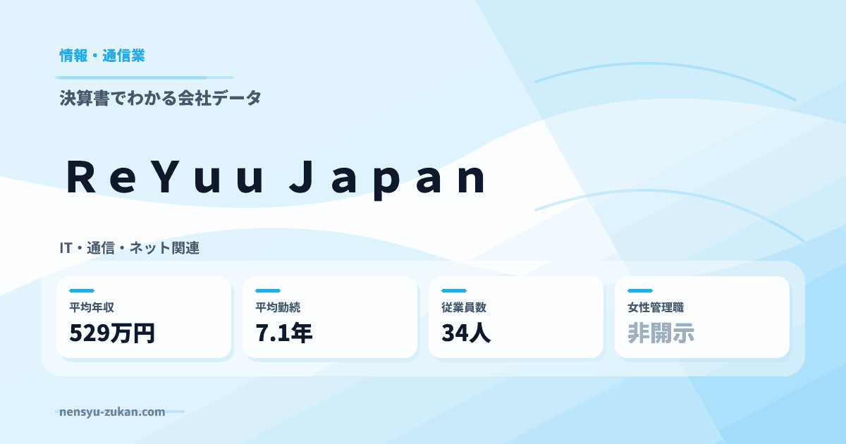 ＲｅＹｕｕ　Ｊａｐａｎの年収・働き方データ