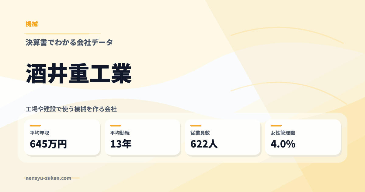 酒井重工業の年収・働き方データ