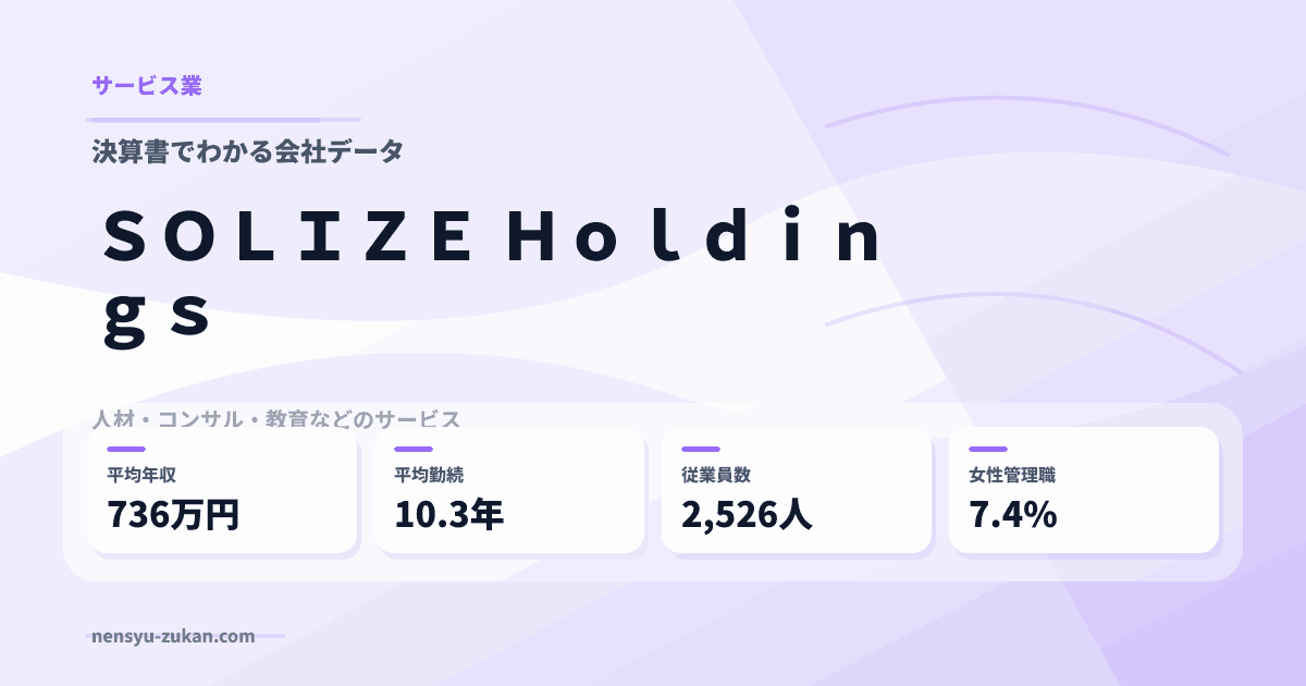 ＳＯＬＩＺＥ　Ｈｏｌｄｉｎｇｓの年収・働き方データ