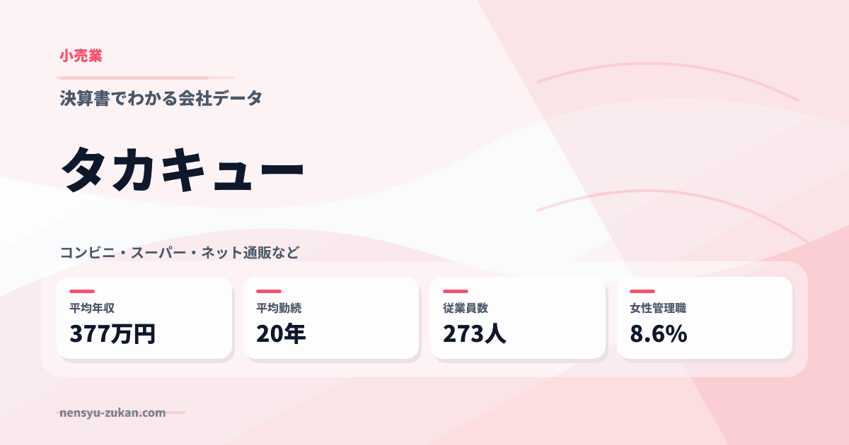 タカキューの年収・働き方データ