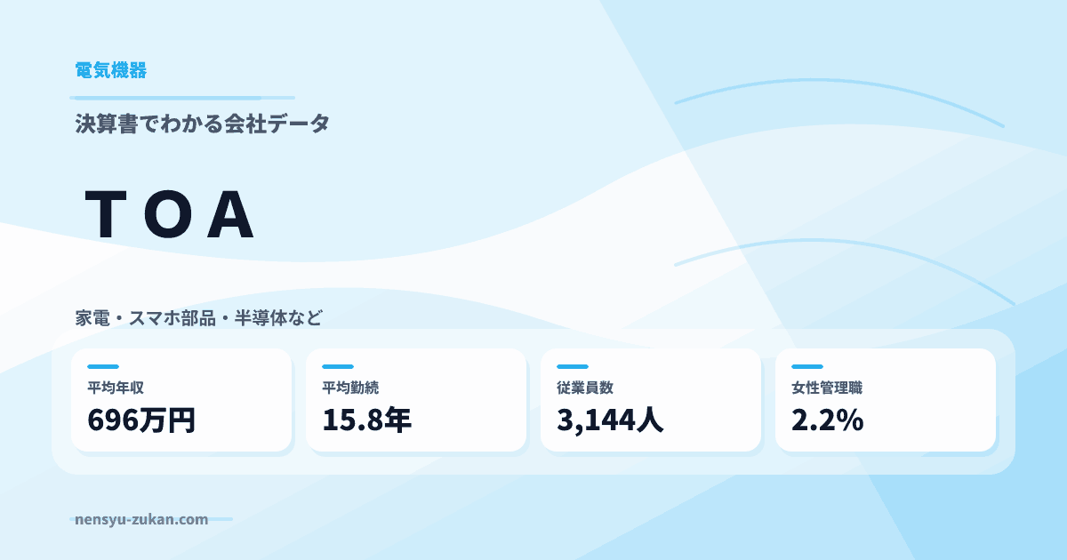 ＴＯＡの年収・働き方データ