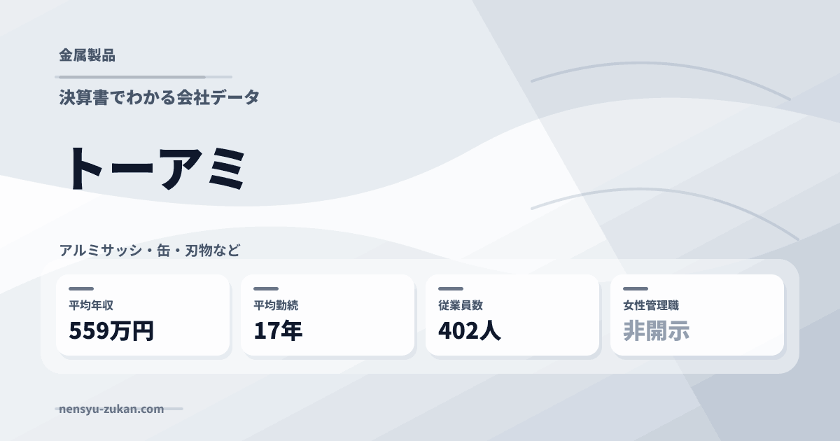 トーアミの年収・働き方データ