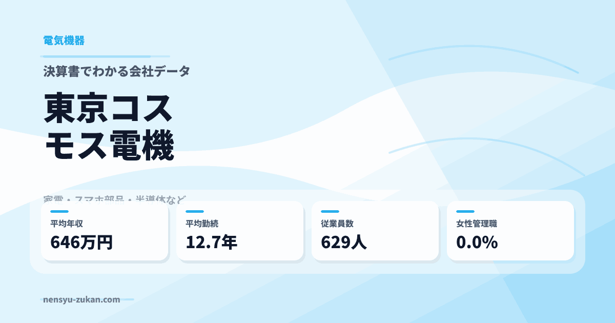 東京コスモス電機の年収・働き方データ