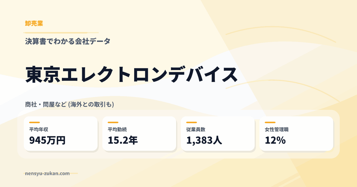 東京エレクトロンデバイスの年収・働き方データ