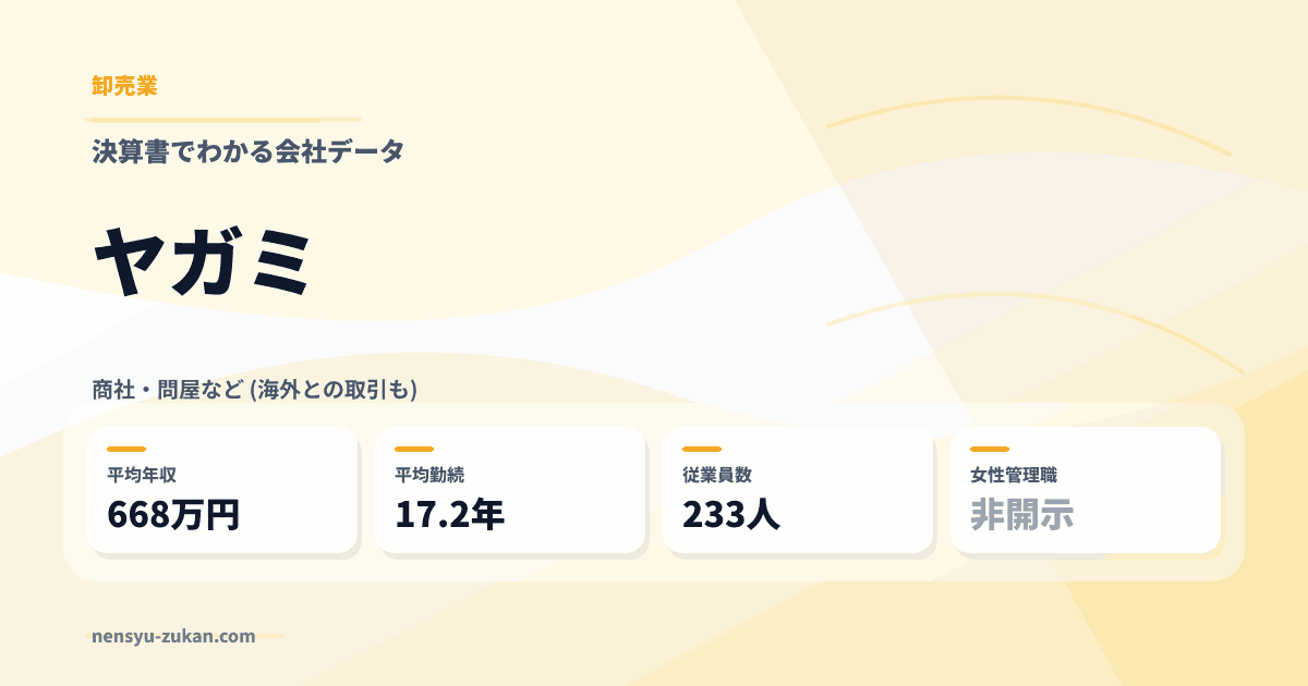 ヤガミの年収・働き方データ