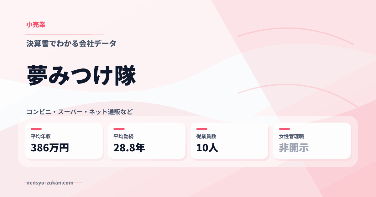 夢みつけ隊の年収・働き方データ