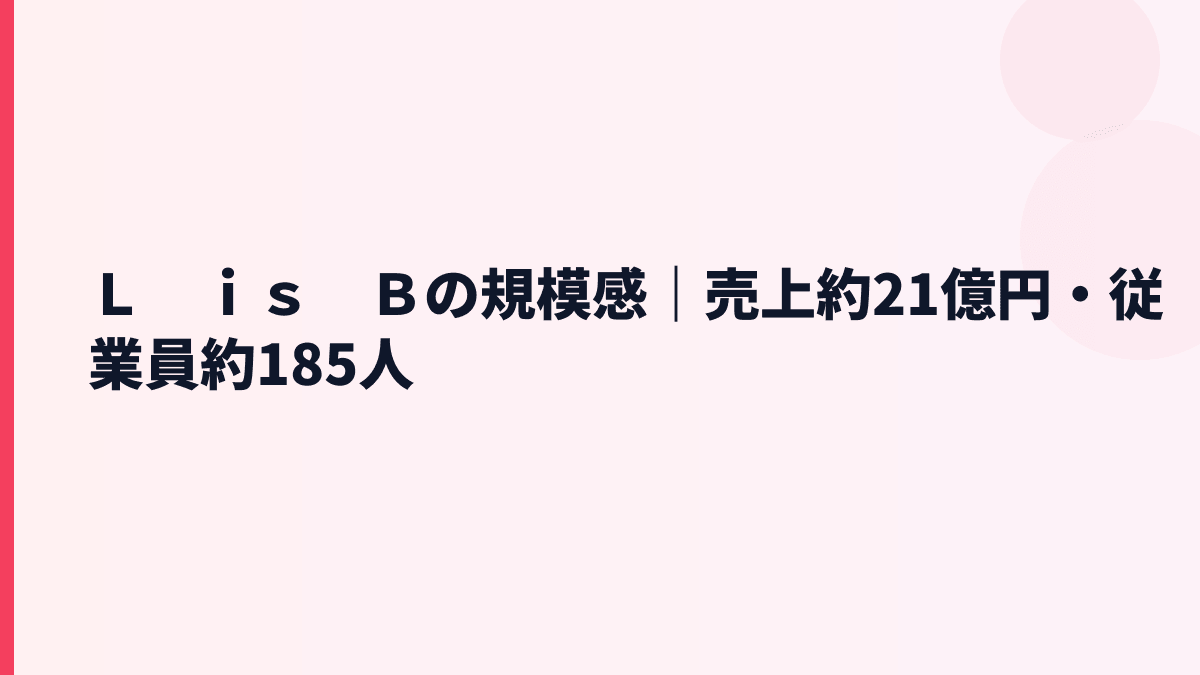 Ｌ　ｉｓ　Ｂの規模感｜売上約21億円・従業員約185人
