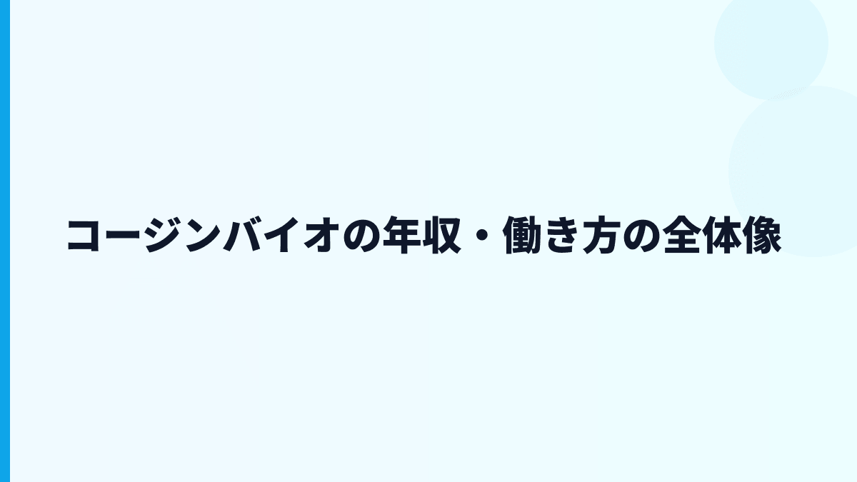 コージンバイオの年収・働き方の全体像