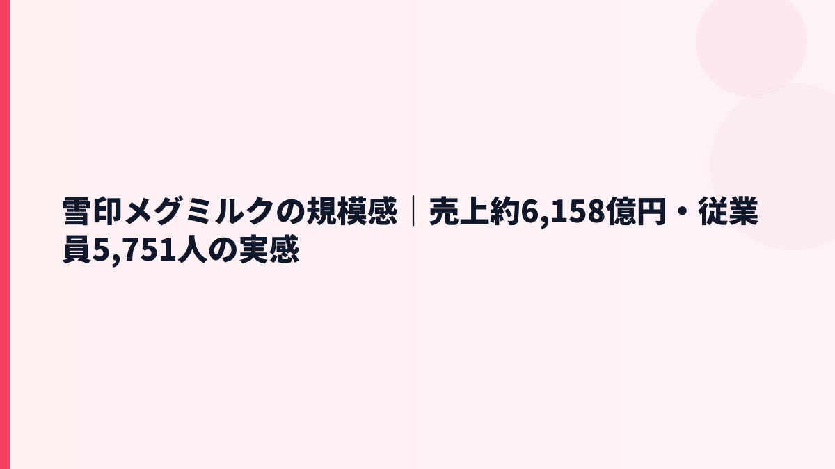 雪印メグミルクの規模感｜売上約6,158億円・従業員5,751人の実感