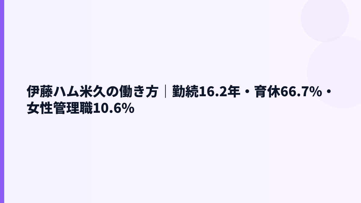 伊藤ハム米久の働き方｜勤続16.2年・育休66.7%・女性管理職10.6%