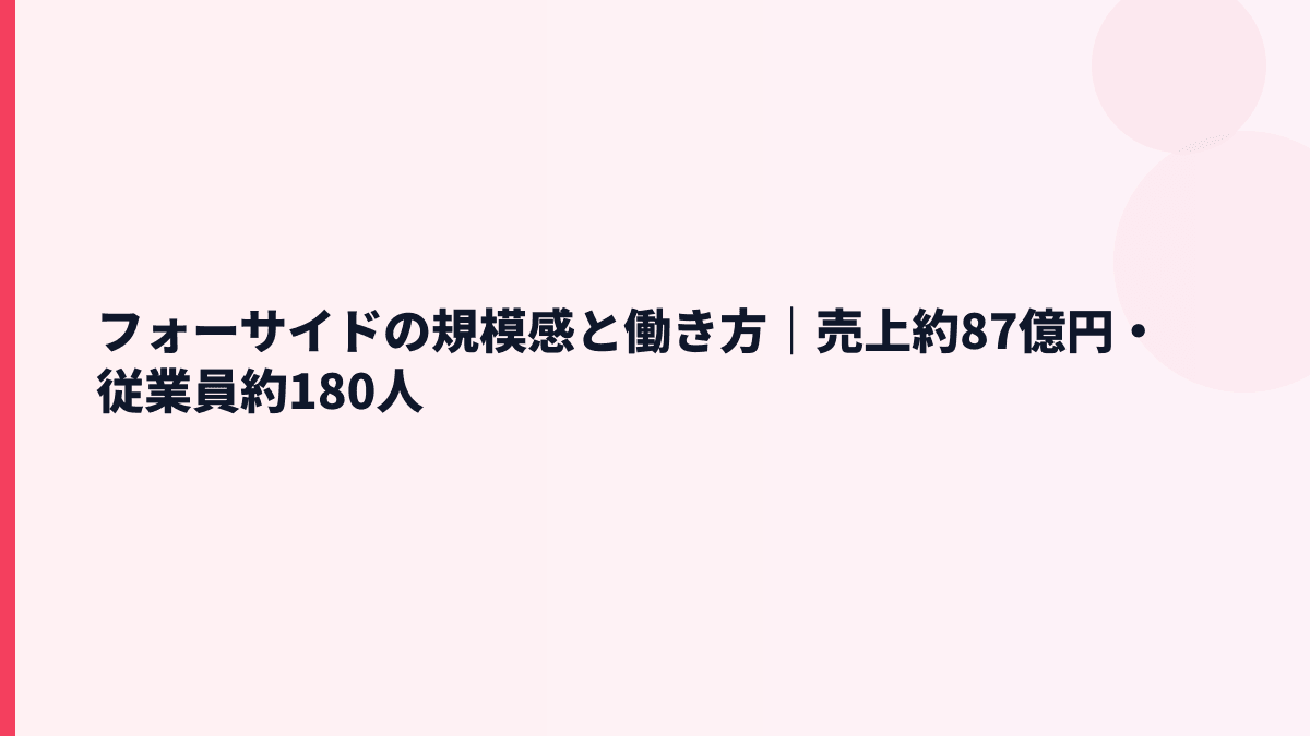 フォーサイドの規模感と働き方｜売上約87億円・従業員約180人