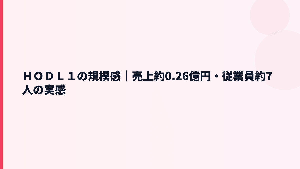 ＨＯＤＬ１の規模感は小さい？売上約2,600万円・従業員約7人の実感
