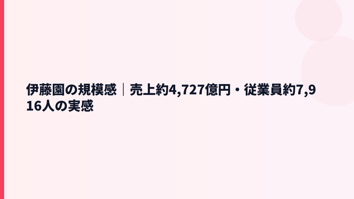 伊藤園の規模感｜売上約4,727億円・従業員約7,916人の実感