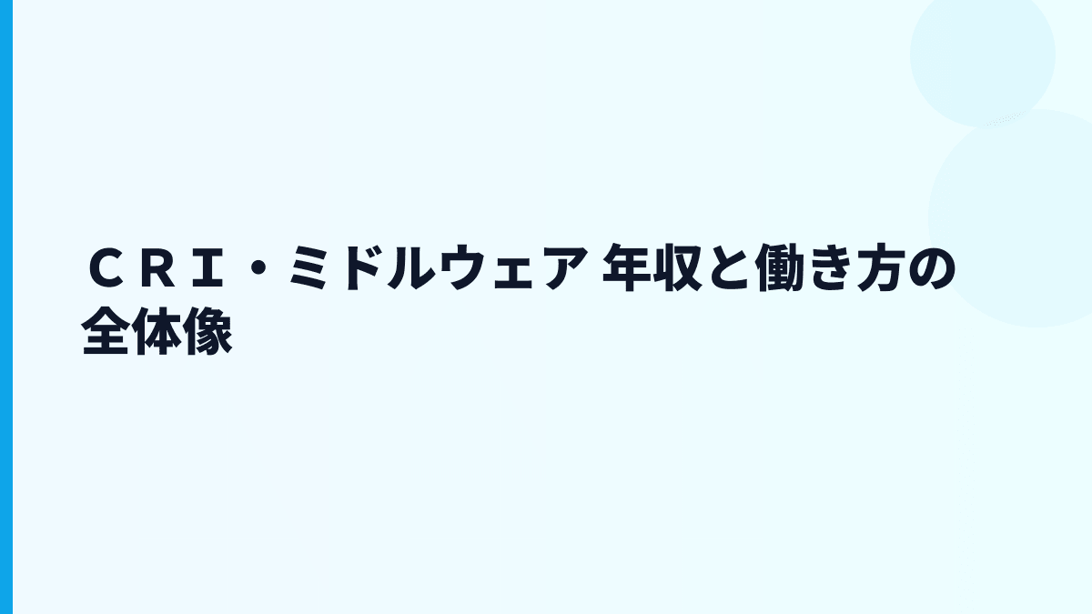 ＣＲＩ・ミドルウェア 年収はなぜこの水準？給料・勤続・働き方を読む