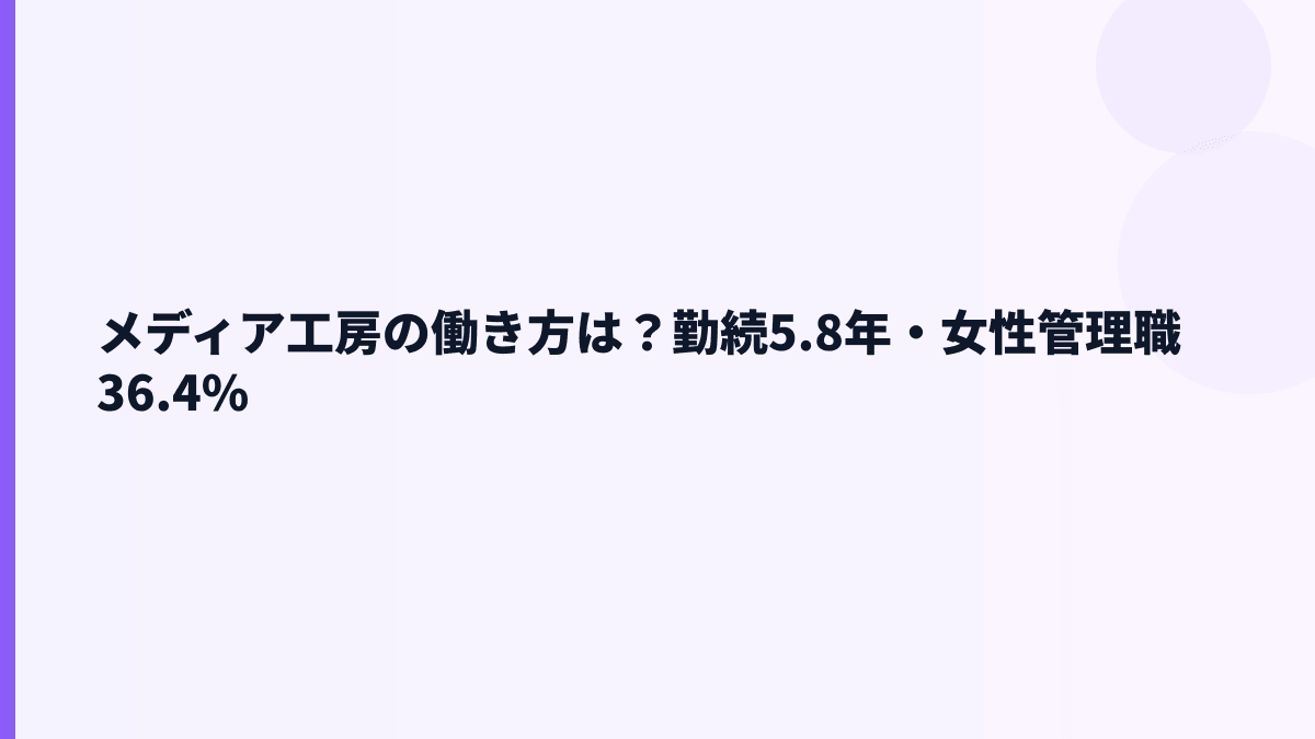 メディア工房の働き方と育休｜勤続5.8年・女性管理職36.4%