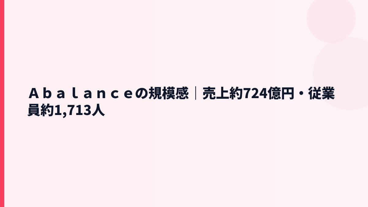 Ａｂａｌａｎｃｅの規模感は？売上約724億円・従業員約1,713人の実感