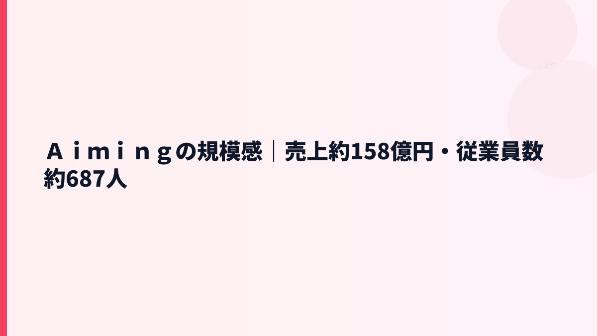 Ａｉｍｉｎｇの規模感と年収背景｜売上約158億円・従業員約687人