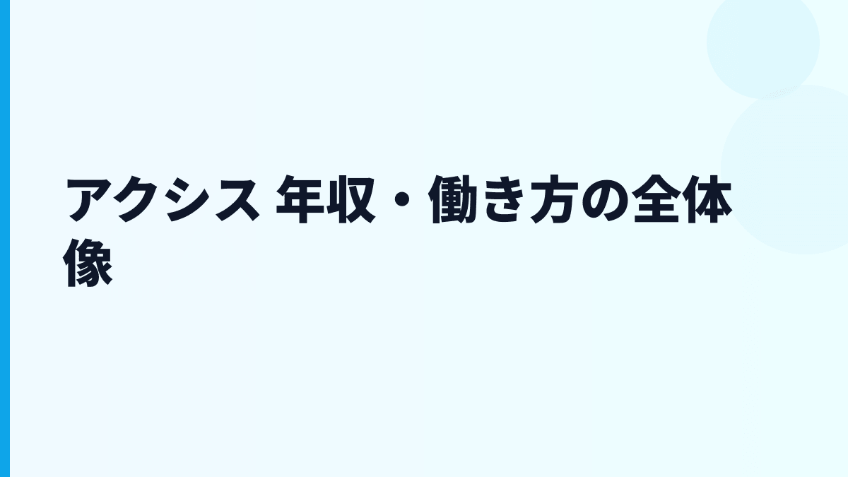 アクシス 年収と働き方を給料・勤続・評判から読む