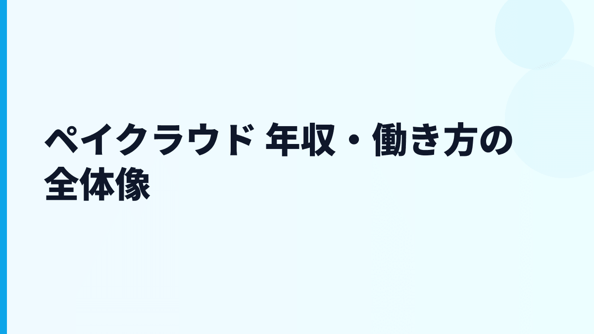 ペイクラウド 年収は高い？給料・規模・働き方の全体像