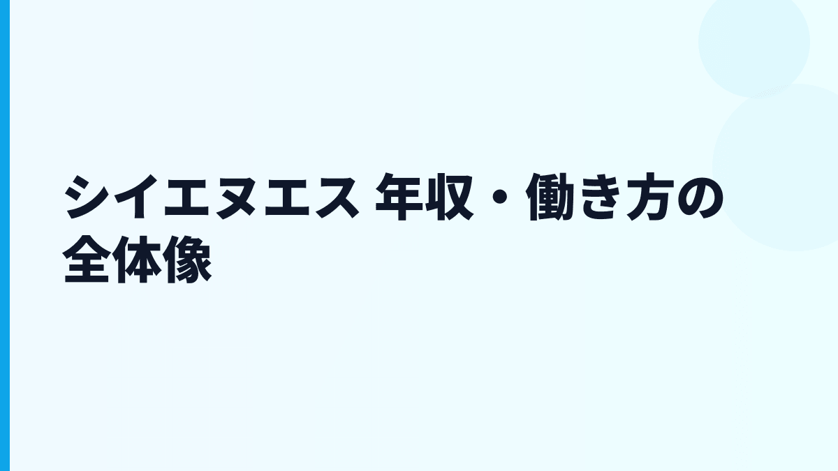 シイエヌエス 年収・働き方の全体像