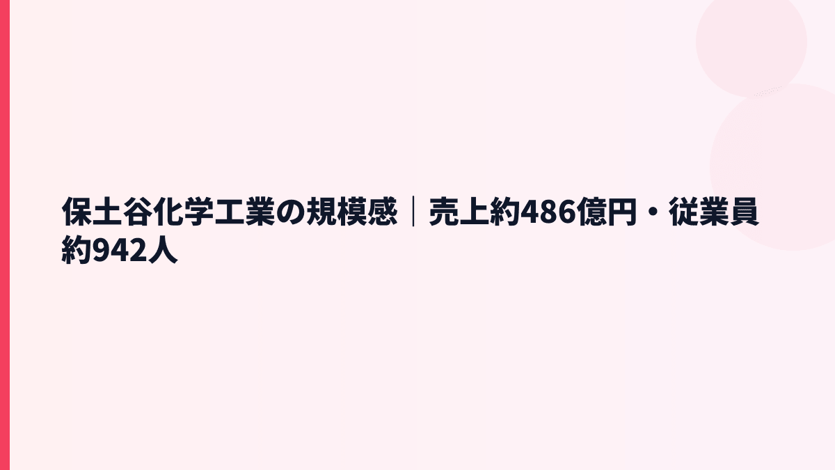 保土谷化学工業の規模感｜売上約486億円・従業員約942人