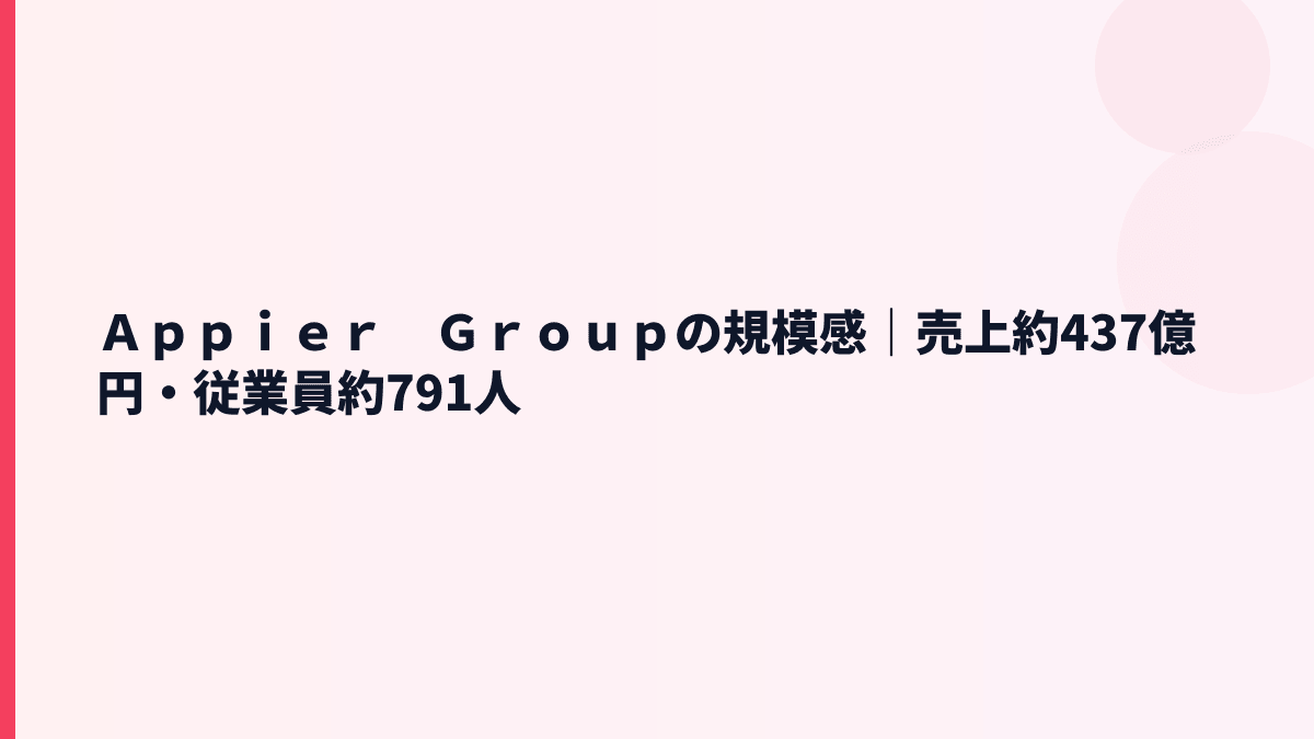 Ａｐｐｉｅｒ　Ｇｒｏｕｐの規模感は？売上約437億円・従業員約791人