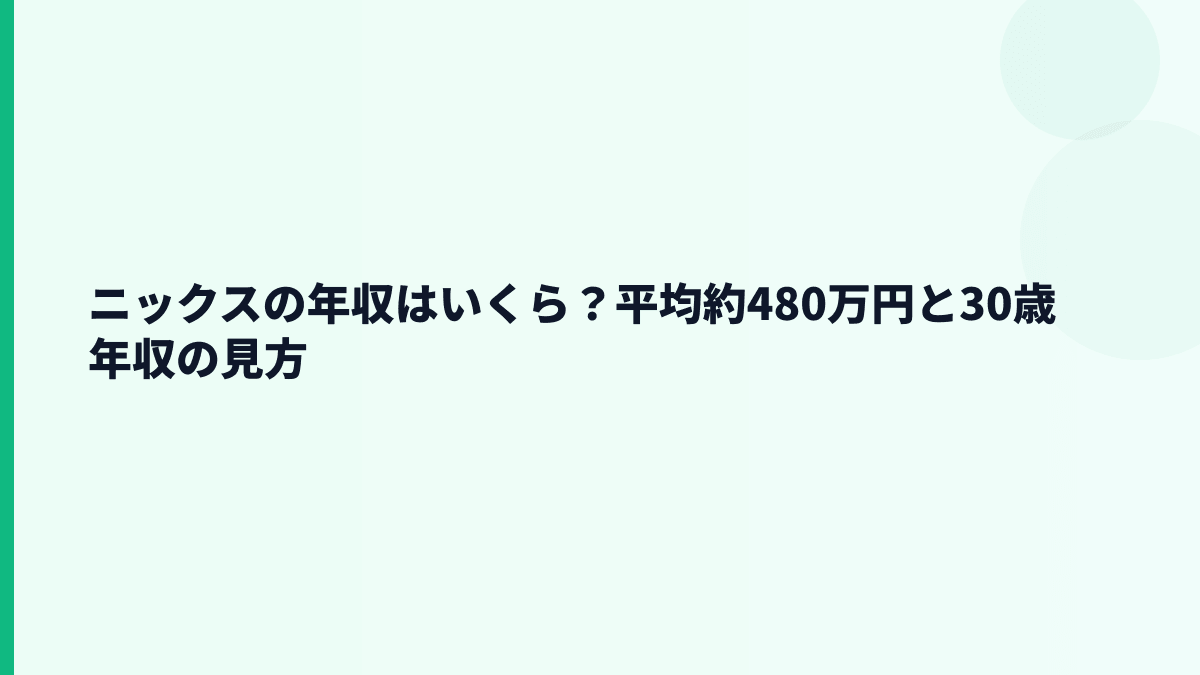 ニックスの年収はいくら？平均約480万円と30歳年収の見方