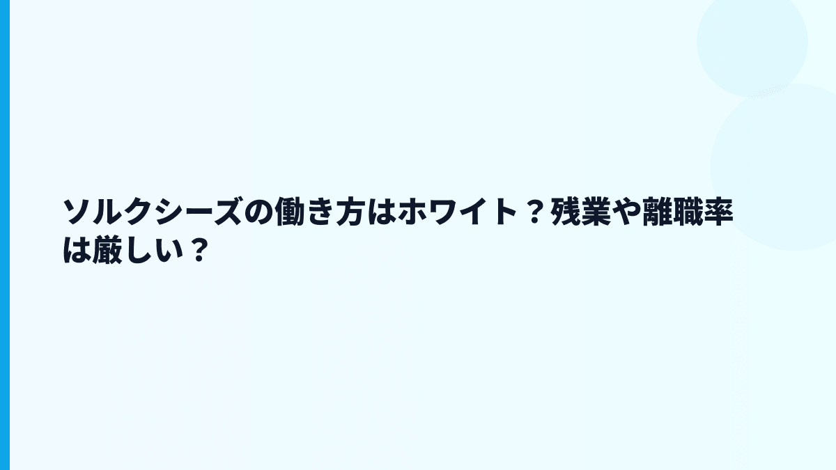 ソルクシーズの働き方はホワイト？残業や離職率は厳しい？