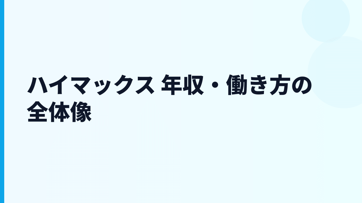 ハイマックス 年収・働き方の全体像